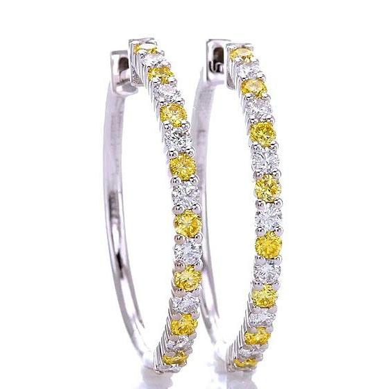Diamond Hoop Earrings 4.80 Carats Yellow Sapphires Jewelry