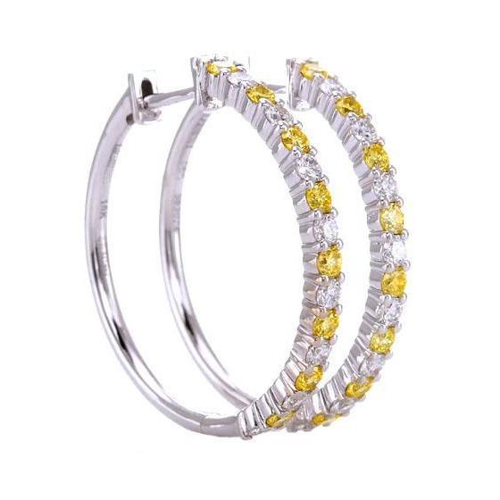 Diamond Hoop Earrings 4.80 Carats Yellow Sapphires Jewelry