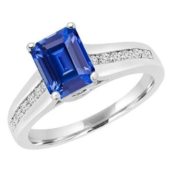Natural Earth Mined Diamond Jewellery Emerald Ceylon Sapphire Ring & Accents 2.50 Carats
