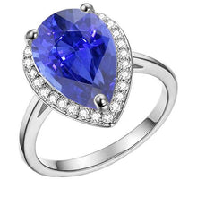 Diamond Jewelry Halo Ceylon Sapphire Ring 4 Carats