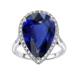 Natural Earth Mined Diamond Jewellery Halo Oval Ceylon Sapphire Ring 7.50 Carats
