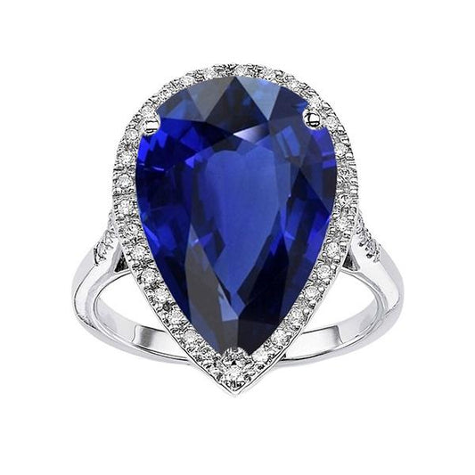 Diamond Jewelry Halo Oval Ceylon Sapphire Ring 7.50 Carats