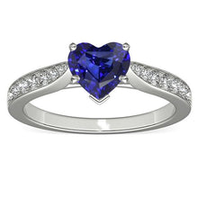 Diamond Jewelry Heart Ceylon Sapphire Ring 2.50 Carats Accented