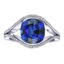 Diamond Jewelry Oval Ceylon Sapphire Ring Split Shank 4.50 Carats