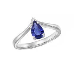 Natural Earth Mined Diamond Jewellery Pear Ceylon Sapphire Anniversary Ring 1.25 Carats