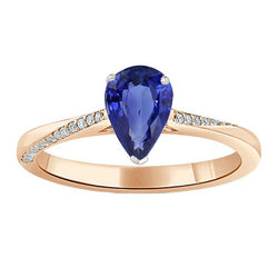 Natural Earth Mined Diamond Jewellery Ring Pear Shaped Ceylon Sapphire 2.50 Carats