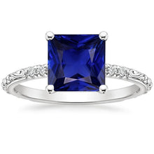 Diamond Jewelry Vintage Style Blue Sapphire Ring Accented 5.25 Carats