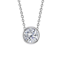 Diamond Necklace Pendant 1.50 Carat Round Cut Bezel Set 14K White Gold