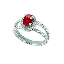 Diamond Oval Ruby Gemstone Ring 1.16 Carats White Gold 14K