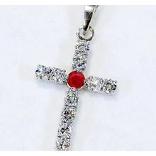 Diamond Pendant Ruby 3.25 Carats Cross White Gold 2.5 Inches