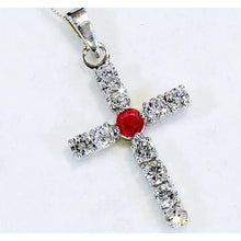 Diamond Pendant Ruby 3.25 Carats Cross White Gold 2.5 Inches
