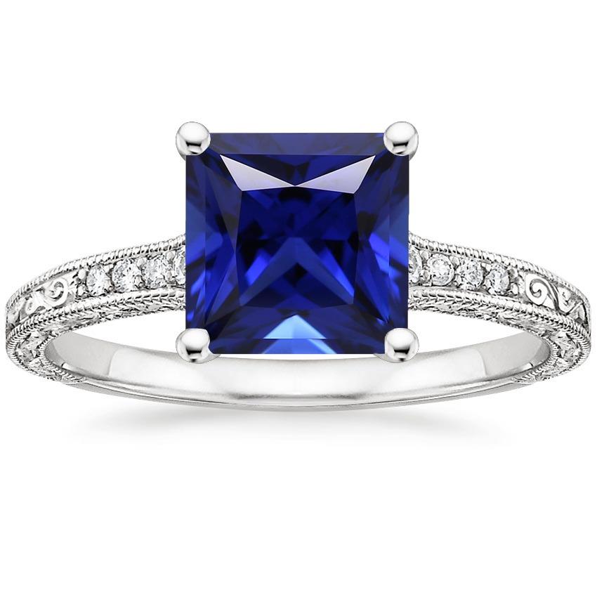Diamond & Princess Sri Lankan Sapphire Antique Style Ring 5.25 Carats