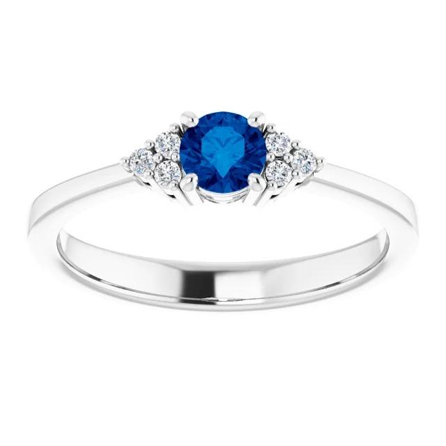 Diamond Ring 1 Carat Prong Setting Blue Sapphire Women Jewelry
