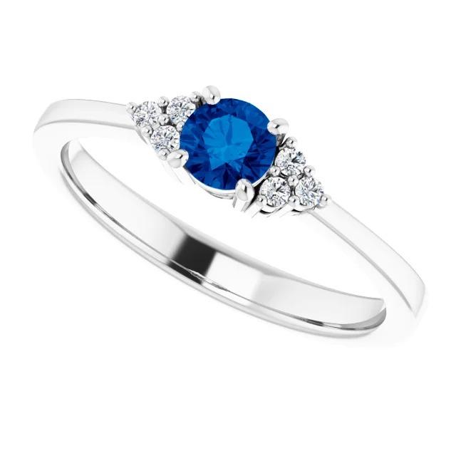 Diamond Ring 1 Carat Prong Setting Blue Sapphire Women Jewelry