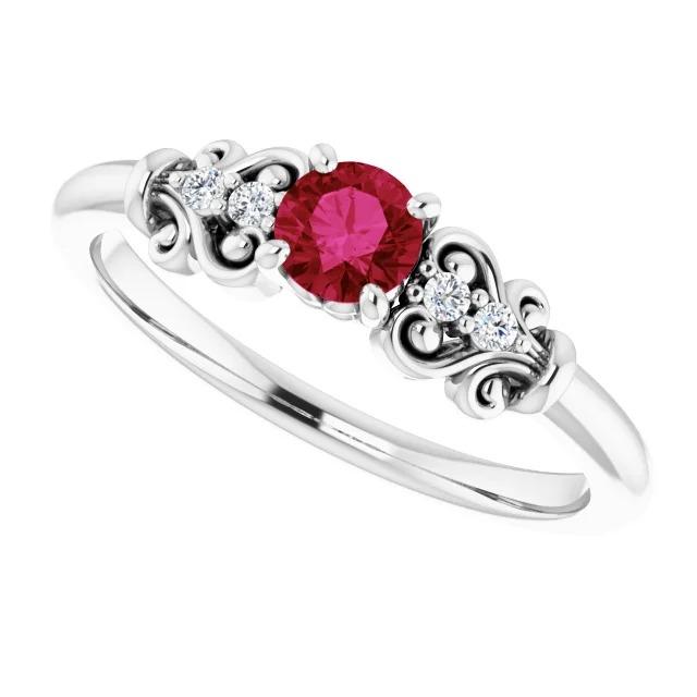 Diamond Ring 1.10 Carats Antique Style Ruby Jewelry