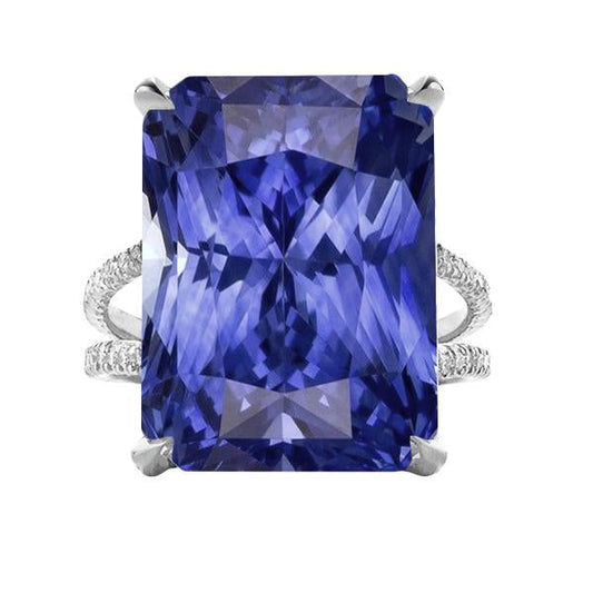 Diamond Ring Big Sapphire Gemstone Jewelry 7.50 Carats Split Shank