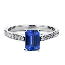 Natural Earth Mined Diamond Ring Emerald Blue Sapphire Gemstone With Accents 2.50 Carats