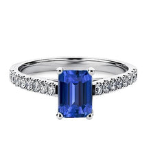 Diamond Ring Emerald Blue Sapphire Gemstone With Accents 2.50 Carats