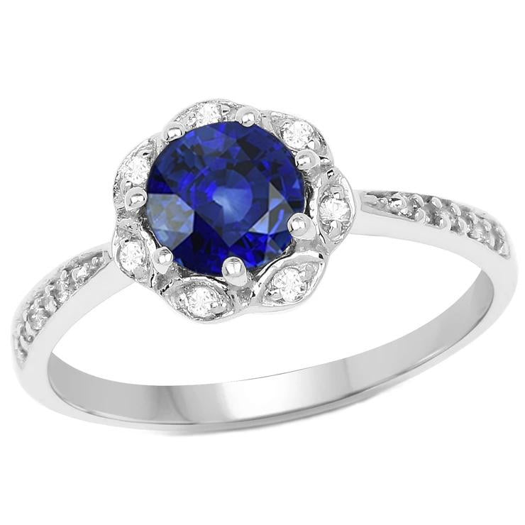 Diamond Ring Halo Round Sapphire Flower Style 3 Carats Tapered Shank