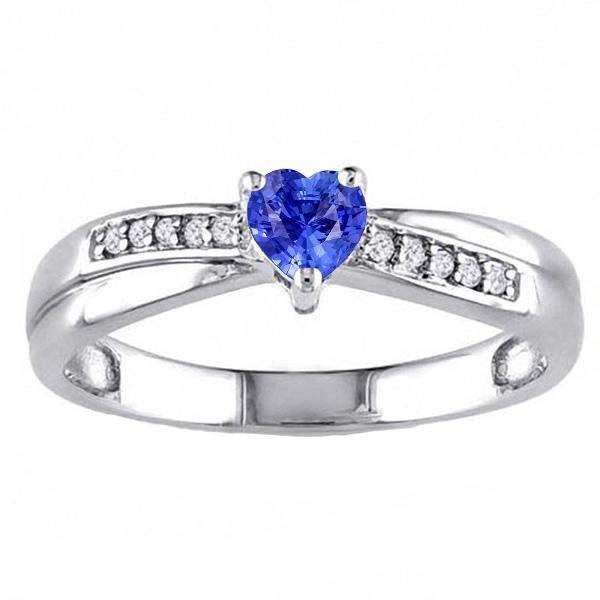 Diamond Ring Heart Shaped Ceylon Sapphire 1.50 Carats Womenâ€™s Jewelry