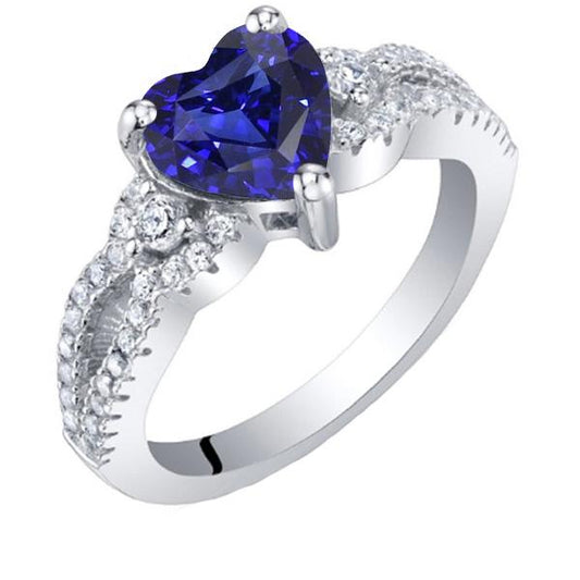 Diamond Ring Heart Sri lankan Sapphire 3.50 Carats Twisted Shank