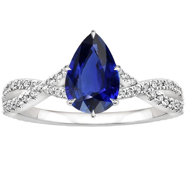 Diamond Ring Infinity Style With Accents Blue Sapphire 3.50 Carats