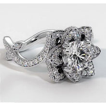 Diamond Ring Lotus Flower 2.50 Carats 4 Prong Setting White Gold