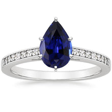 Diamond Ring Solitaire Pear Ceylon Sapphire With Accents 7.25 Carats