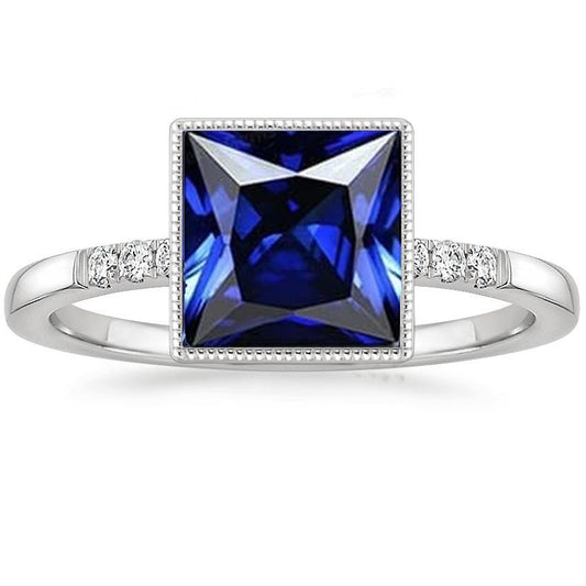 Diamond Ring With Accents Vintage Style Blue Sapphire 5.25 Carats