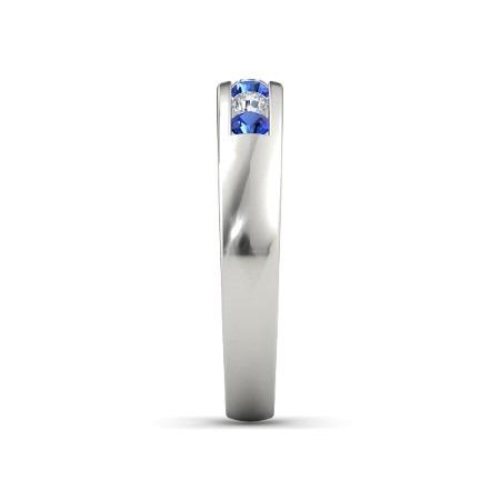 Diamond Round Blue Sapphire Band 2.50 Carats White Gold 14K