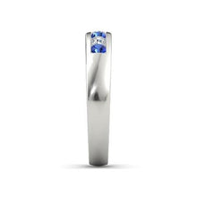 Diamond Round Blue Sapphire Band 2.50 Carats White Gold 14K