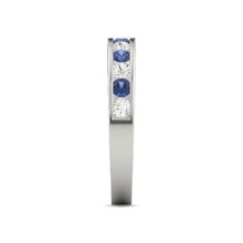 Diamond Round Blue Sapphire Band 2.50 Carats White Gold 14K Jewelry