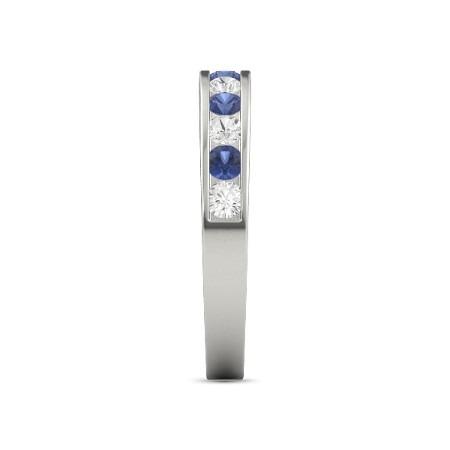 Diamond Round Blue Sapphire Band 2.50 Carats White Gold 14K Jewelry
