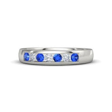 Diamond Round Blue Sapphire Band 2.50 Carats White Gold 14K