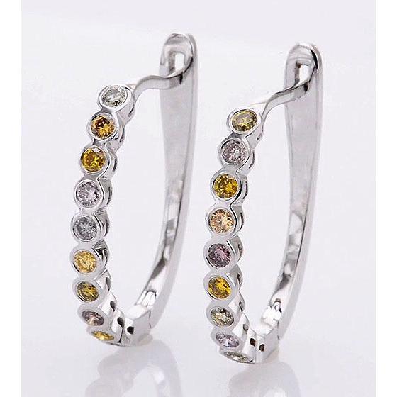 Diamond Round Hoop Earrings 2 Carats Sapphires White Gold 14K