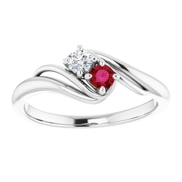 Diamond Round Ruby Bypass Setting Ring 1.50 Carats White Gold 14K