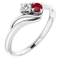 Diamond Round Ruby Bypass Setting Ring 1.50 Carats White Gold 14K