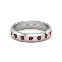 Diamond Round Ruby Eternity Band 2.50 Carats White Gold 14K