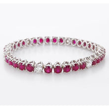 Diamond Ruby Tennis Bracelet 44.75 Carats Prong Set Women Jewelry