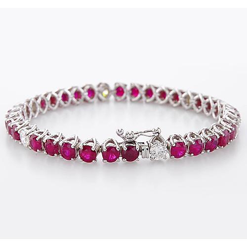 Diamond Ruby Tennis Bracelet 44.75 Carats Prong Set Women Jewelry