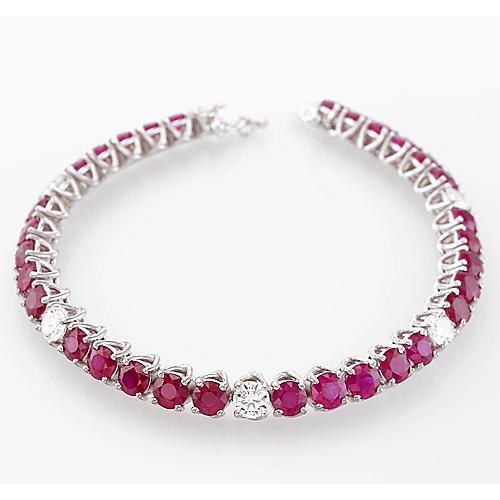 Diamond Ruby Tennis Bracelet 44.75 Carats Prong Set Women Jewelry
