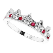 Diamond Ruby Wedding Band 0.75 Carats Crown Women Jewelry