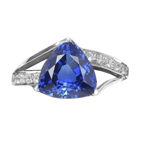 Diamond Sapphire Gemstone Ring 2 Carats Split Shank Gold Women Jewelry
