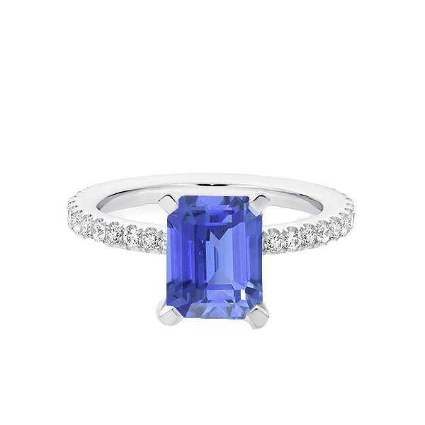 Diamond Solitaire Emerald Light Blue Sapphire Engagement Ring 3 Carats