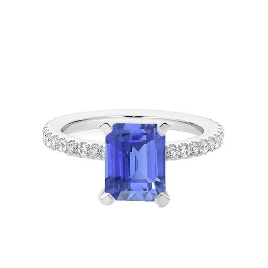 Diamond Solitaire Emerald Light Blue Sapphire Engagement Ring 3 Carats
