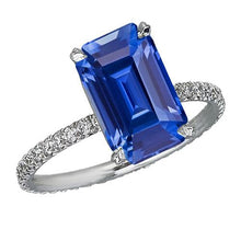 Diamond Solitaire Ring Accents Emerald Sri Lankan Sapphire 4.50 Carats