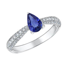 Diamond Solitaire Ring Accents Pear Ceylon Sapphire 2.50 Carats