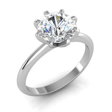 Diamond Solitaire Ring Old Mine Cut 2 Carats Classic White Gold 14K