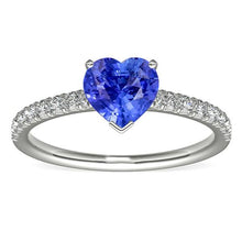 Diamond Solitaire Ring With Accents Heart Sri Lankan Sapphire 3 Carats