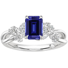 Diamond Solitaire Ring with Accents Emerald Blue Sapphire 4 Carats